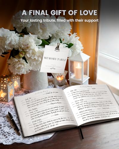 Funeral Guest Book for Memorial Service, In Loving Memory Sign in Guestbook | Celebration of Life Guest Book, Guest Sign in Book with Line, 9"x7" 160 Pages Hardback Keepsake Book for Condolence, Black