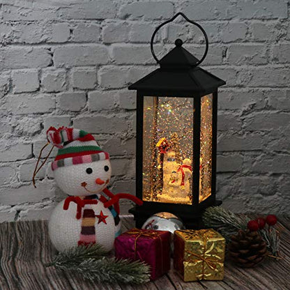 Snowmen Christmas Musical Snow Globe Lantern with 6 Hour Timer | Battery Operated USB Powered, USB Included, Swirling water Glitters, Singing Snow Globe Lamp, Christmas Holiday Decor Gift - color: A-snowman