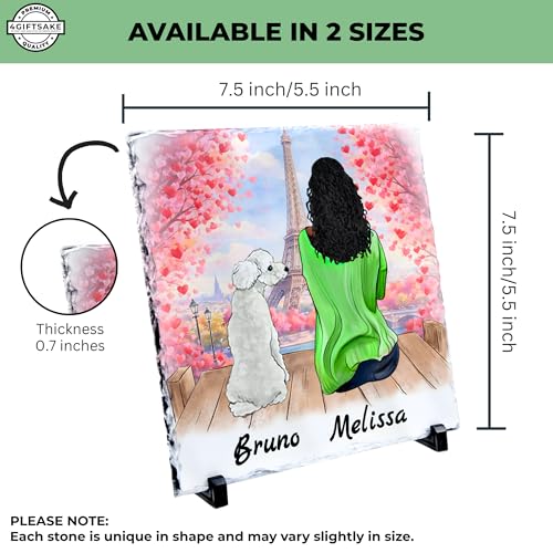 Personalized Photo Rock Slate Frame - Custom Stone Plaque Picture Frame - Dog Lovers Gift for Women - Gifts for Mom - Birthday, Christmas, Mother’s Day - 1 Dog Mom Gifts for Women - color: Mom-1Dog-Slate