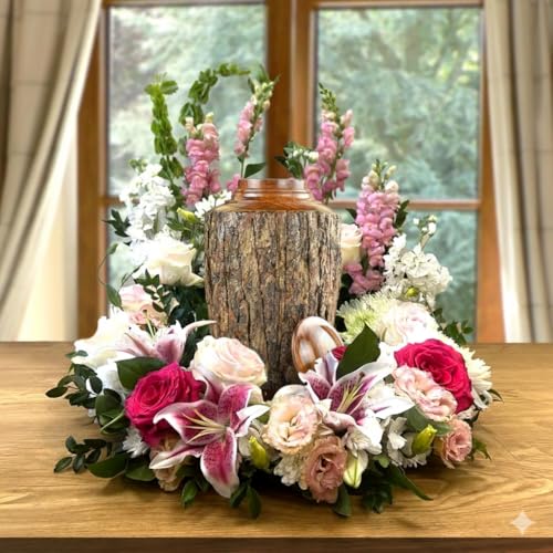 Medium Cremation Urn for Adult Ashes – 160 cu in – Rustic Rosewood Bark Wooden Memorial Urn – Handcrafted Funeral Jar for Human Ashes(Medium) - size: Medium(160cu/in)