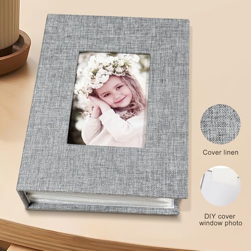 Photo Album 4x6 100 Pockets, Linen Cover Top Loader Vertical, Slip-in Picture Grey Pockets Albums for Wedding, Family, Anniversary, Baby, Vacation - color: Grey, size: 100 Pockets