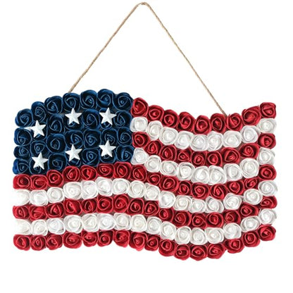 4th of July Wreath Patriotic Independence Day Wreath for Front Door, 17 * 11Inch Window Wall Patio Decoration Memorial Day Americana with Red White and Blue American Flag - size: 17*11Inch