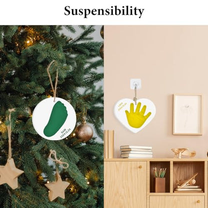 Baby & Pet Handprint Footprint Paw Print Keepsake Kit – Non-Toxic Air-Dry Clay, Makes 2 Ornaments, Perfect for Twins, Newborn, Dogs, Cats, Baby Shower, New Mom & Pet Memorial Gifts