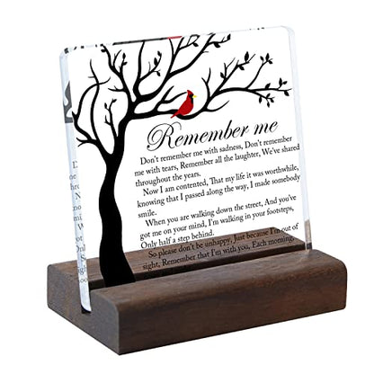 Cardinal Sympathy Gift, Sympathy Gifts, Memorial Gifts for Loss of Loved One Condolence Grief Bereavement Present in Memory of Mother Father Husband Wife - Clear Plaque Sign With Wooden Stand - color: Colour03