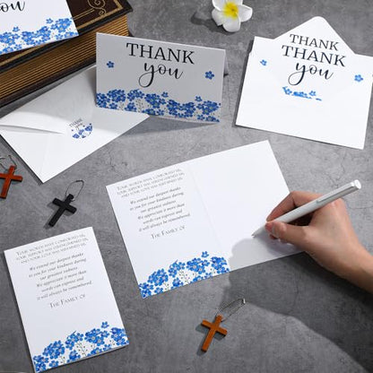 Marspark 25 Pack Sympathy Thank You Cards for Funeral with Envelopes Sticker and Message Memorial Bereavement Postcards for Loved Ones Family Friends Celebration of Life(Forget Me Not) - style: Forget Me Not
