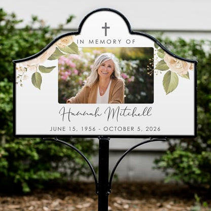 Personalized Memorial Garden Stake with Photo, Sympathy Plaque - color: Photo