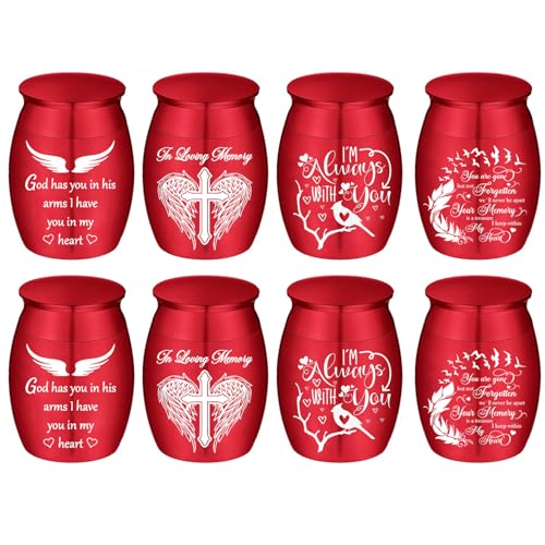 Color Small Urns for Ashes - Set of 8，Aluminium Mini Urns, Cremation Urns for Human/Pet Ashes, Ashes Holder, Small Keepsake urns-Memorial Urn (8Pcs-Red) - color: 8pcs-red
