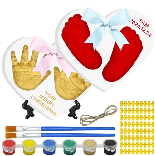 Baby & Pet Handprint Footprint Paw Print Keepsake Kit – Non-Toxic Air-Dry Clay, Makes 2 Ornaments, Perfect for Twins, Newborn, Dogs, Cats, Baby Shower, New Mom & Pet Memorial Gifts - color: 2 Hearts