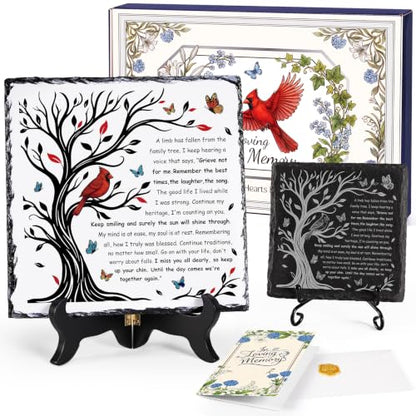 Cardinal Slate Plaque Sympathy Gifts for Loss of Loved One | A Limb Has Fallen from the Family Tree, Funeral Favors Baskets, Remembrance Memorial Condolence Bereavement Gift