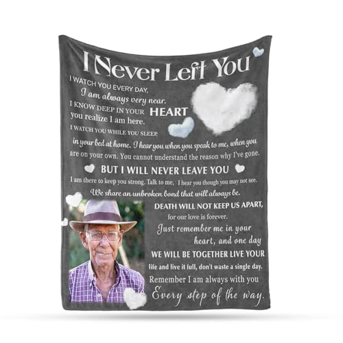 Arovene Ship Next Day, Custom Memorial Blanket with Photo - Printed in USA, A Hug from Heaven Blanket, Personalized Sympathy Gifts for Loss of Loved One Dad Mom Husband Wife Friend Dog Memorial Gifts - color: Style 06