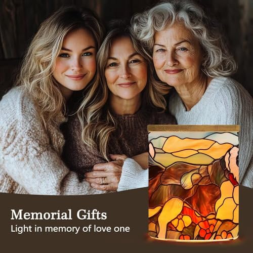 Dog Stained Glass Candle Jar with Tea Light, Colorful Flower Memorial Tealight Candle Holders with Battery Operated, Glass Candlesticks Trinket Jar, Makeup Brush Holder for Pet Dog Lover - color: Dog