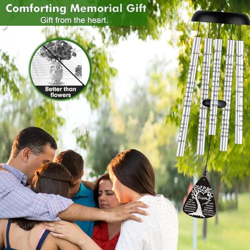 Sympathy Memorial Wind Chimes Bereavement Memorial Gifts for Loss of Sister Sympathy Memorial Gifts for Loss of Loved One in Memory of Sister - size: 32 inch