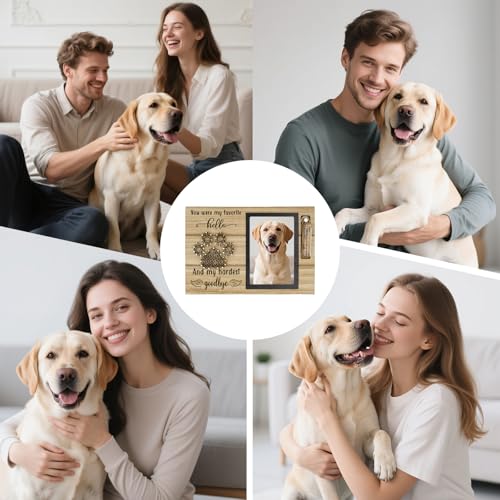 Dog Memorial Gifts for Loss of Dog, Picture Frame for 4.3x6.3in Photo with a Glass Bottle for Collect Hair, Loss of Dog Sympathy Gift - Cat Pet Bereavement Remembrance Picture Frame