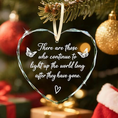Memorial Gifts – Sympathy Gift for Loss of Loved One Heart Glass Ornament, Condolence, Remembrance In Loving Memory of Mother Father Husband Brother, Comfort Bereavement Christmas Decor Keepsake - style: Heart-There Are