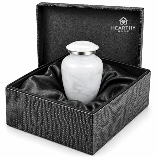 Cremation Urns for Human Ashes Adult Female & Male - Small (2.85H x 1.75W) | Handcrafted Urn for Ashes Keepsake - Decorative Funeral Urns - Mini Cremation Urns - Memorial Urn with White Marble Finish - size: Small, style: White Marble Finish