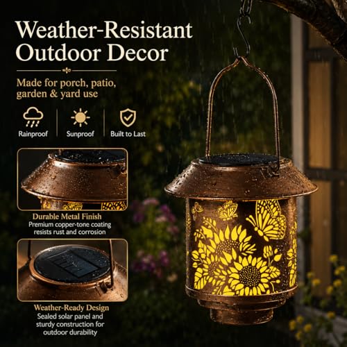 2 Pack Butterflies Solar Lantern Outdoor Hanging Gifts for Women Mom - color: b-Butterfly-2PC