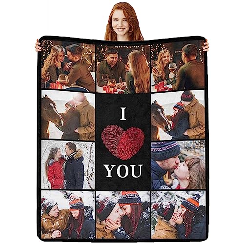 Artsadd I Love You Couples Custom Blanket with Photo Text - Personalized Picture Gifts for Boyfriend Girlfriend Wife Husband - Birthday Valentine Anniversary Wedding for Him Her Women Men -S - color: 1-dad-07