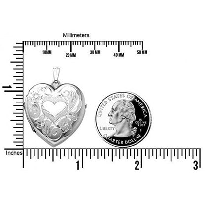 PicturesOnGold.com Sterling Silver Heart Four Photo Locket - 1-1/4 Inch X 1-1/4 Inch Solid Sterling Silver with Engraving