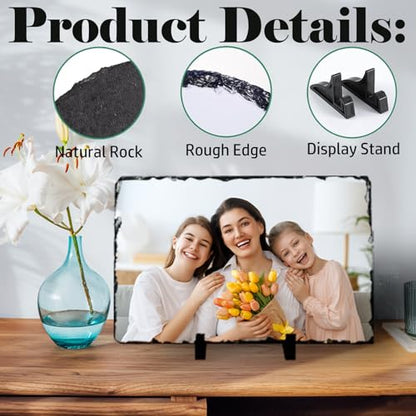 LOUISMIAA Personalized Picture Frame Custom Photo Stone Rock Slate Plaque Frames, Customized Gifts for Mothers Fathers Day Valentine's Day Wedding Birthday Christmas, Rectangular Shape 11.8 * 7.87 in - color: Rectangular-11.8*7.87 inch