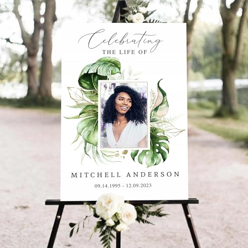 Customized Greenery Celebration Of Life Welcome Sign, Memorial Picture Board, Celebration Of Life Decoration Yard Sign, Outdoor Memorial Garden Décor, Celebration Life Party Ideas - color: Color 27
