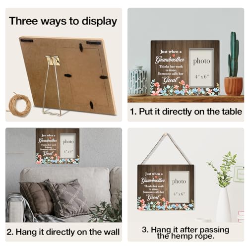 Great Grandmother Gifts, Gifts for Grandma Wood Photo Frame 8X10 | Great Grandmother Picture Frame (Photo 4X6 Inches) - color: Just