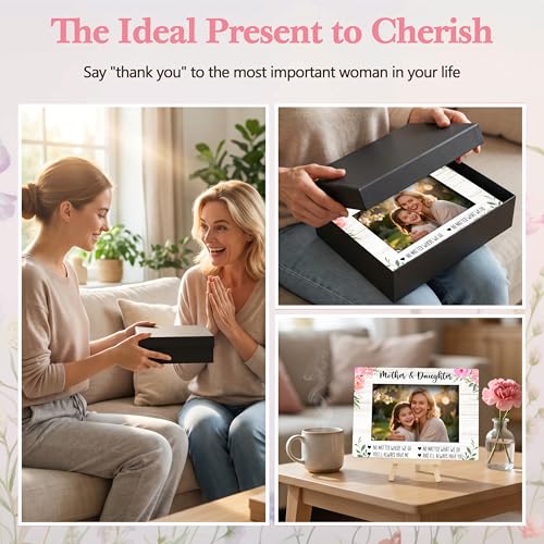 Mom Picture Frame | Flower Mothers Day Photo Frame 4×6, Memorial Picture Frames for Mother's Day Birthday Gifts - color: Pink Flower