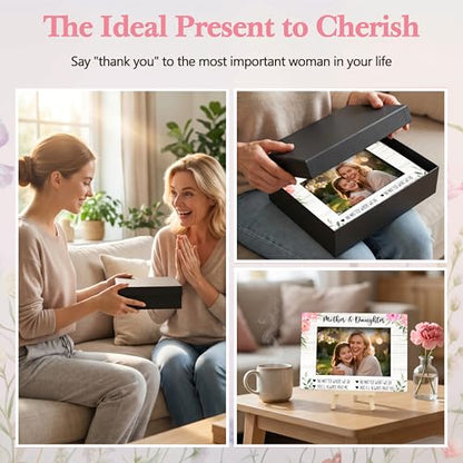 Mom Picture Frame | Flower Mothers Day Photo Frame 4×6, Memorial Picture Frames for Mother's Day Birthday Gifts - color: Pink Flower