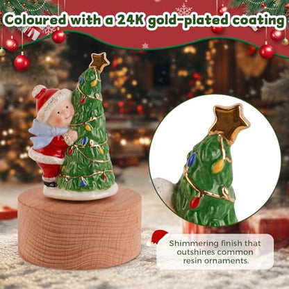 Music Box Figurine, Sculpted Hand-Painted Musical Figure Plays You are Jingle Bells Tune Christmas Anniversary, Birthday Gifts for Daughter Son Mom Dad Kids (Kid &Christmas Tree) - color: Kid & Christmas Tree