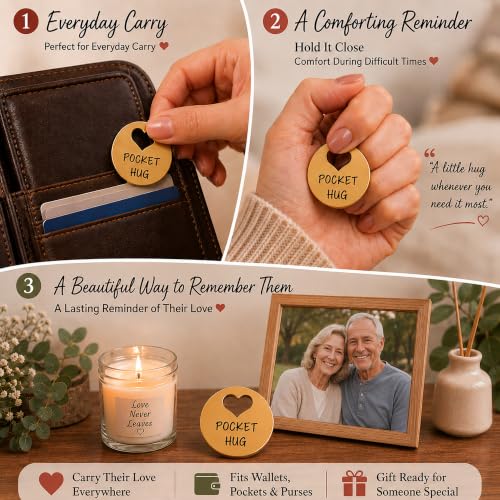 Aesnefe Pocket Hug from Heaven Token, Memorial Gifts for Loss of Mom Dad Grandma Grandpa Son Daughter, Sympathy Condolence Keepsake, Remembrance Gifts for Loss of Loved One - color: Gold