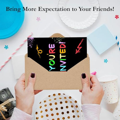 Boy Games Birthday Invitations for Boys Party Invites with Envelopes 20 - color: Neon Bruh You In