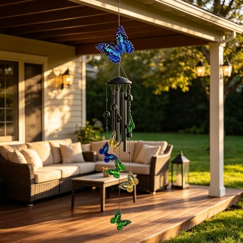 Wind Chimes for Outside, Butterfly Garden Windchimes Memorial Windchimes - color: Butterfly Wind Chimes
