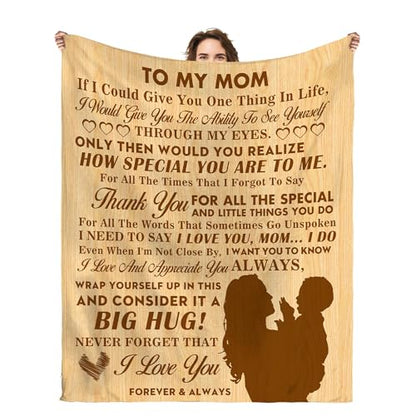 to My Mom Blanket, I Love You Mom Throw Blanket, Soft Flannel Blanket for Mother's Day, Christmas, Valentines, Birthday Gift & Bed, Couch, Living Room Use 50x60 Inch - color: Mom-3