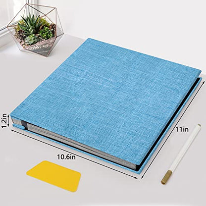 Zesthouse Photo Album Self Adhesive Pages, 60 Pages Magnetic Scrapbook Albums with Sticky Page, Photos Album Holds 8x10 & 5X7 & 4x6 & 6x8 & 3x5, Large Picture Book Ideal Gift for Family Wedding Baby - color: Blue, size: 11"x10.6"/Black 60 Pages