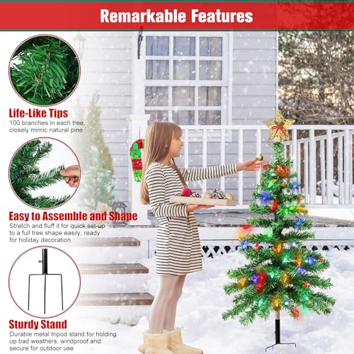Solar Christmas Trees Lights Outdoor, Solar Powered Xmas Tree Stake Outside | Waterproof 3.6FT with 100 LEDs and 8 Modes for Yard Pathway Garden Grave Cemetery Decorations (2 in 1)