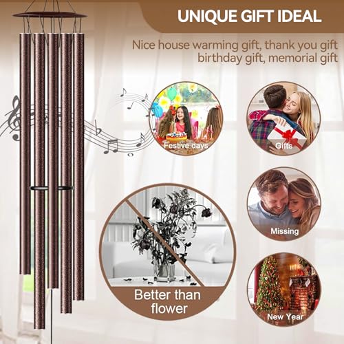 68” Large Wind Chimes for Outside Deep Tone, Bronze WindChimes for Women Mom Grandma, Memorial Sympathy Wind Chime for Loss of Loved One - size: Bronze-68 Inch-5 Tubes