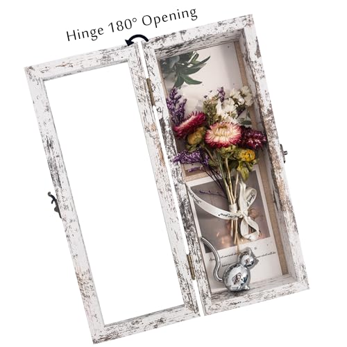 5x12.5 Wall Mounted Shadow Box Frame with Real Glass,White - color: White, size: 5*12.5