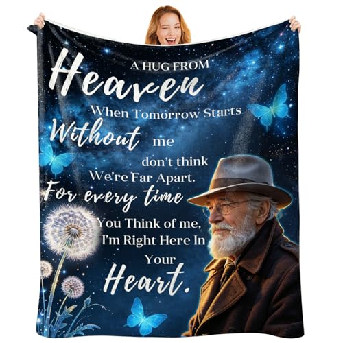 Custom Memorial Blanket with Photo, Personalized in Loving Memory Throw for Loss of Loved One, Made in USA, Customized Sympathy Bereavement Remembrance Grieving Blanket for Loss One (Design 09) - color: Design 09