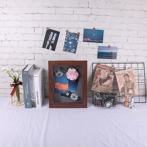 8.5x11 Shadow Box Frame Display Case, 2-inch Depth (Walnut, 4 Pack) - color: Walnut, size: 8x10.5(4 Sets)