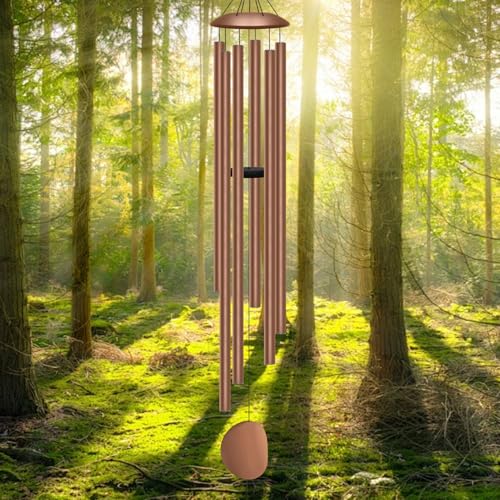 66" Extra Large Wind Chimes for Outside, 6 Thick and Bold Aluminum Tubes | Deep Tone Tuned Relaxing Melody Big Wind Chimes for Garden Patio Decor, Great Gift Idea for Mother's Day (Coffee Brown) - color: Coffee Brown, size: 66"
