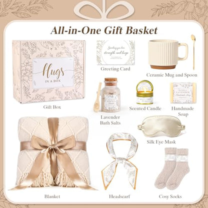 Get Well Soon Gifts Basket for Women, Care Package Post Surgery Gift Basket - color: White