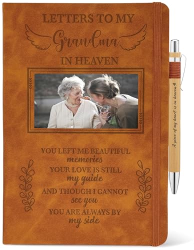 Grandma Grieving Gift, Sympathy Condolence Remembrance Memorial Gifts | Letters To My Grandma In Heaven Faux Leather Journal Window Cover 200 Pages A5 Lined for Family Friend Who Loss of Grandma - style: Grandma