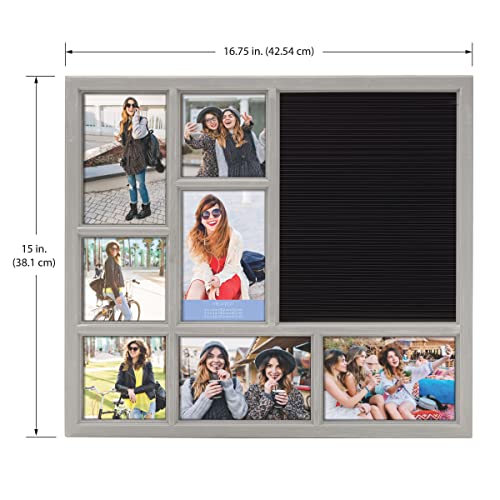 MELANNCO Customizable Letterboard 7-Opening Photo Collage, 15 x 17 inch, Distressed Grey - color: Distressed Gray, size: 15x17 - 7 Opening