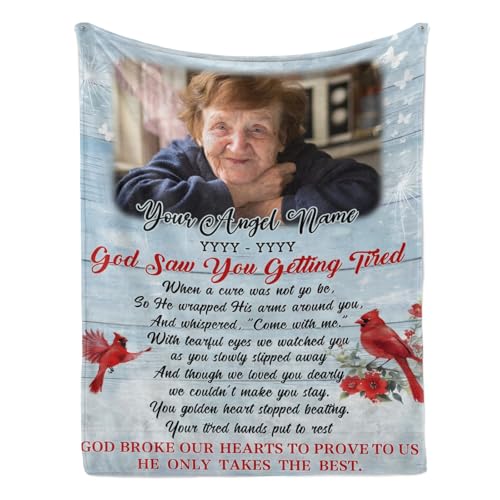 Personalized Memorial Photo Blanket for Loss of Loved one：Made in USA, in Loving Memory Photo Blanket Custom Sympathy Throw Blankets Gift for Loss of Dad Mom Husband Wife - color: Memorial Blanket 25