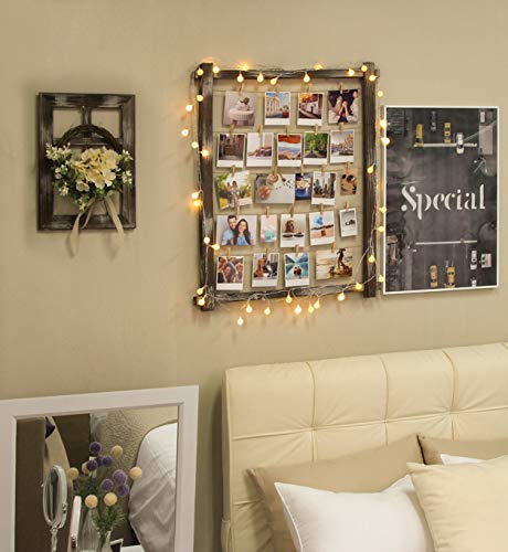 J JACKCUBE DESIGN Photo Wall Display Picture Collage Frame Board for Multi Photo Display Wall Decor with 35 Clips Rustic Wood - MK562B