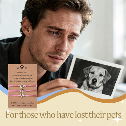 Pet Memorial Gifts Bracelets for Loss of Dog Cat Symapthy Gift for Dog Cat Lovers Passing Away Gifts Paw Print Bracelet - color: Pink