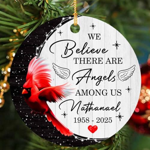 Customized Memorial First Christmas Ornament 2026, Remembrance Memorial Red Cardinal Angel Ornament, Grief, in Memory Keepsake, Sympathy Bereavement Gifts, Condolence - color: Red Cardinal Christmas Ornament Ornament