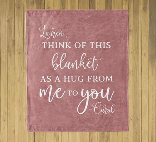 Custom Hug Blanket Comfort Gift Customized with Name, Personalized Soft Comfort Throw, Sending hugs, Get Well Soon, Long Distance Friendship or Relationship Gift, Missing You Present
