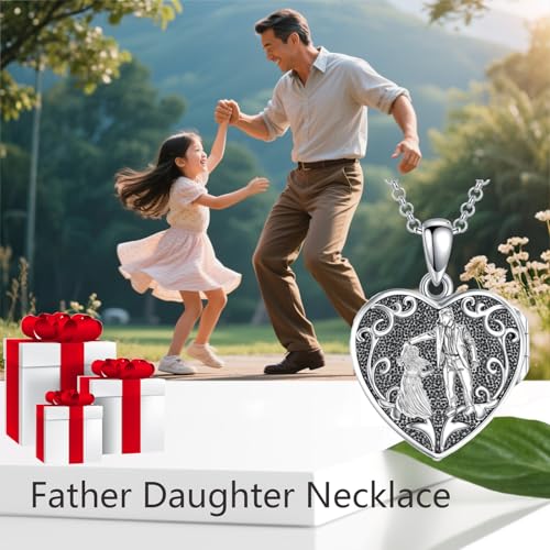 Personalized Heart Locket Necklace That Holds Pictures 925 Sterling Silver Custom Photo Lockets Necklaces Jewelry Gifts for Family Women Lover - color: Father and daughter, style: Locket Only