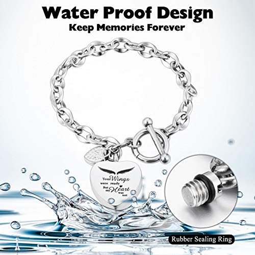 XIUDA Urn Bracelet for Ashes Cremation Bracelet Ashes Bracelet Heart Locket Holder Bangle Link Chain Women Men - color: silver
