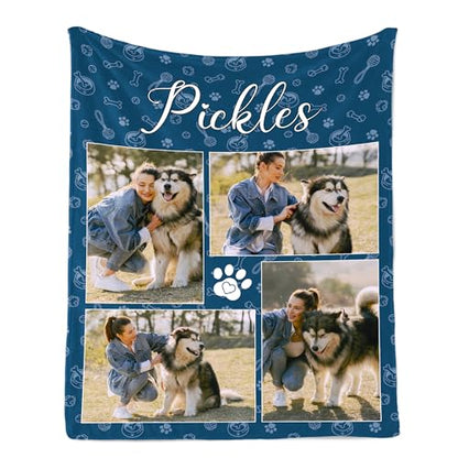 Ship Next Day, Personalized Dog Memorial Gifts, Custom Pet Blanket with Picture Name, Customized Pet Memorial Blanket with Photos, Loss of Pet Sympathy Gift, Dog Passing Away Bereavement Gifts - color: Dog Blanket 4